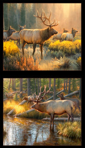 Morning Glory Elk 24"x44" Cotton Panel Fabric