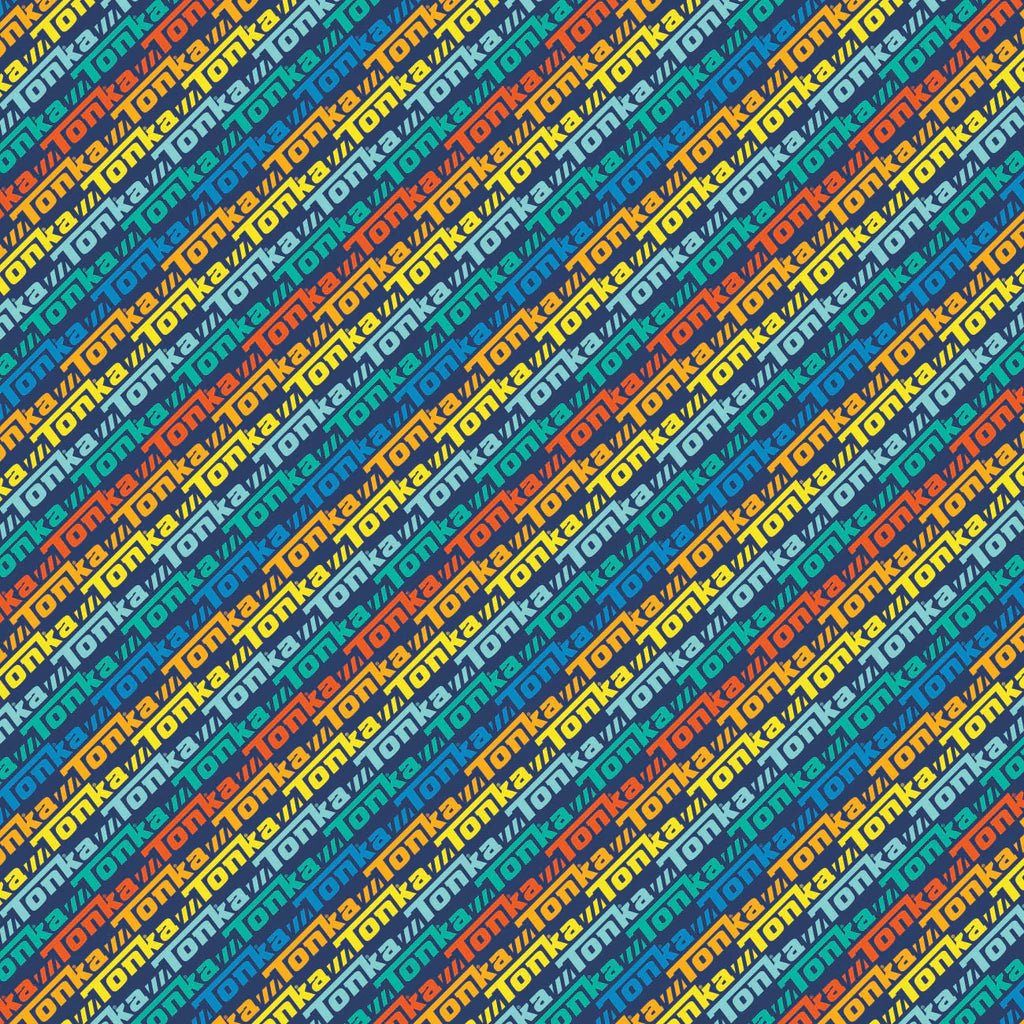 Hasbro Tonka III Logo Stripe Blue Cotton Fabric