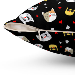 Playful Cat-Themed Decorative Pillow