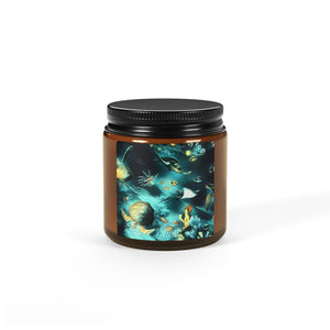 Ocean Life Scented Soy Candle - Eco-Friendly Amber Jar for Relaxation and Home Decor
