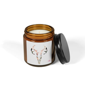 Artistic Skull Scented Soy Candle - Unique Amber Jar Decor