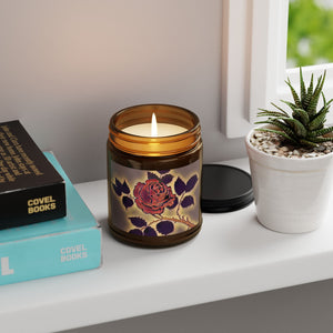 Digital Rose Scented Soy Candle in Amber Jar - Perfect Gift for Romantic Occasions