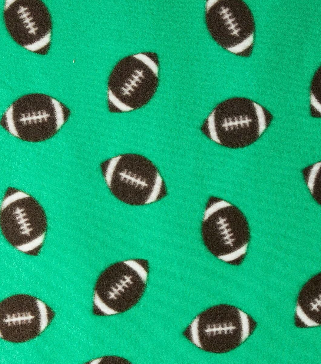 Footballs Green Fleece Fabric