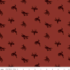Handmade Valance or Curtain Panel Back of the Chutes Broncos Rust