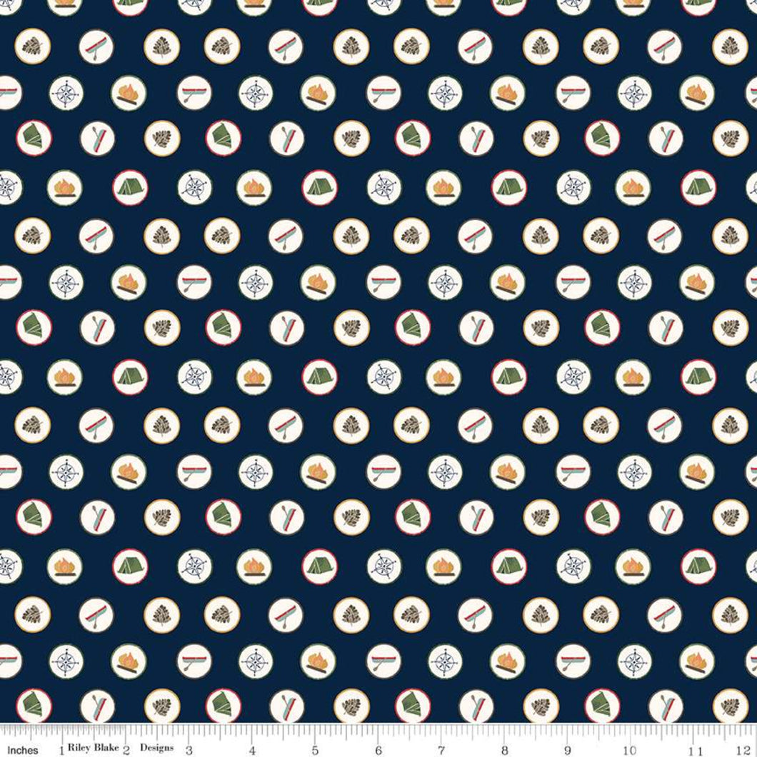 Handmade Placemat Or Table Runner Love You S'more Badges Navy