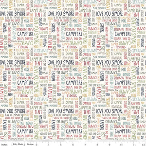 Love You S'more Text Cream Cotton Fabric
