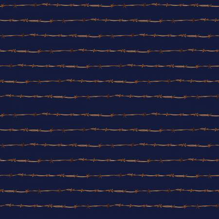 Ride the Range Fence Navy Cotton Fabric