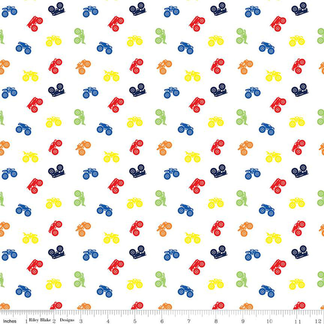 Hot Wheels Monster Trucks Silhouette Multi Cotton Fabric