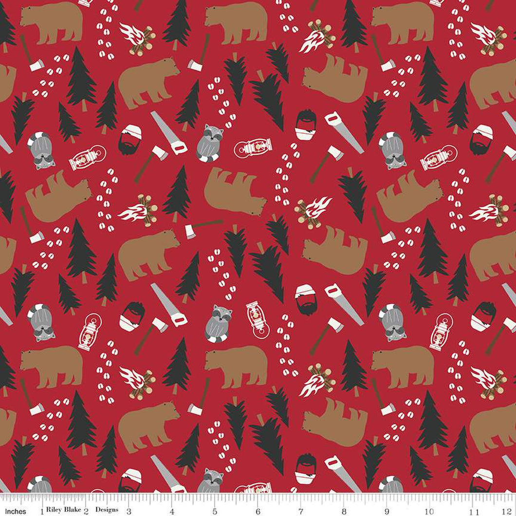 Woodsman Main Red Cotton Fabric