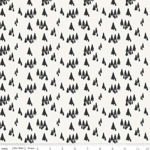 Woodsman Trees Cream Cotton Fabric