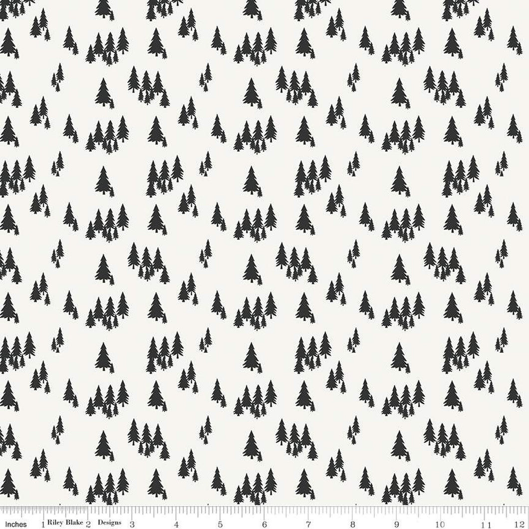 Woodsman Trees Cream Cotton Fabric