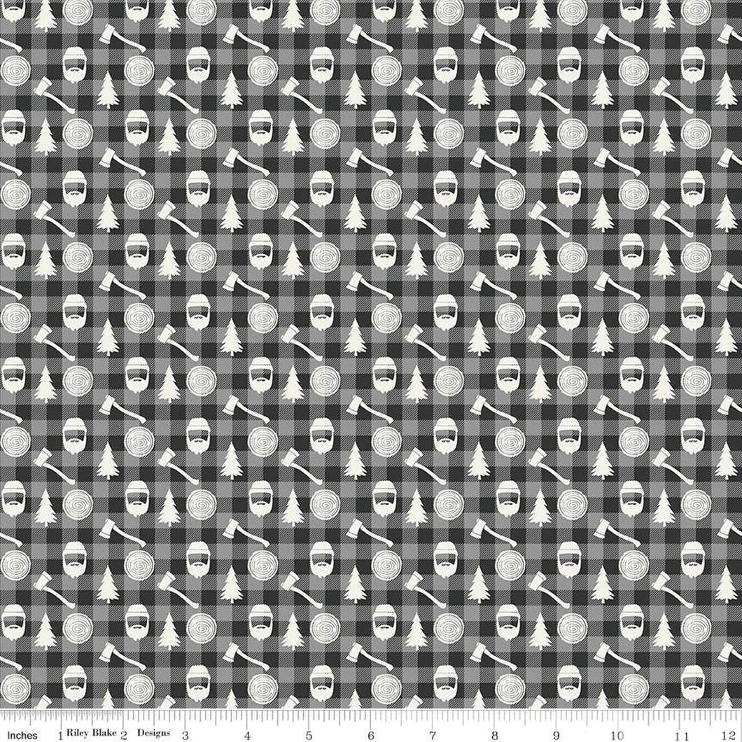 Woodsman Lumberjack Plaid Black Cotton Fabric