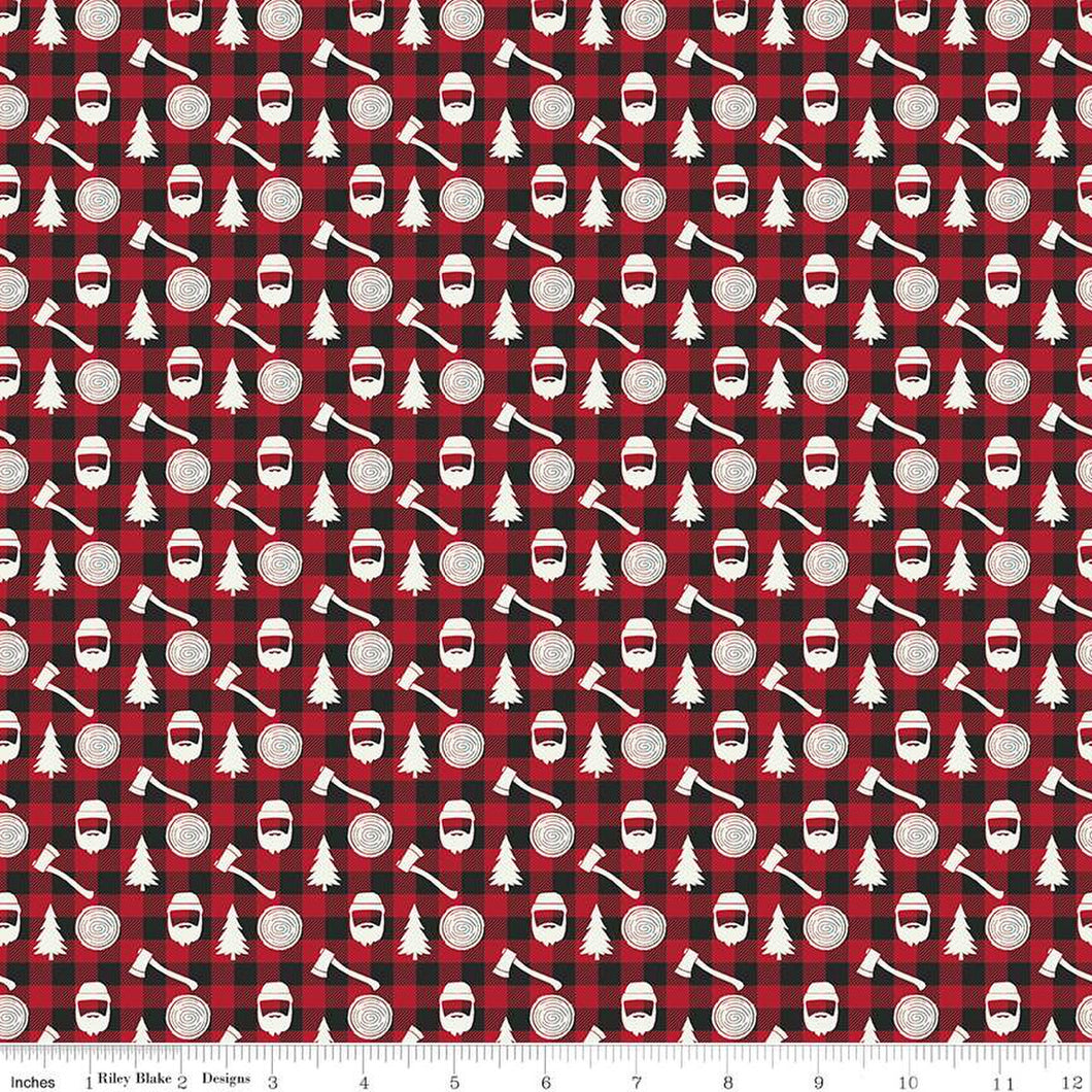 Woodsman Lumberjack Plaid Red/Black Cotton Fabric