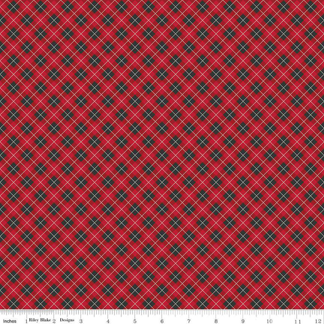 Woodsman Bias Plaid Red/Black Cotton Fabric