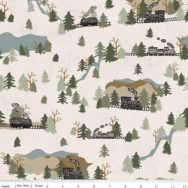 'Round the Mountain Main Cream Cotton Fabric