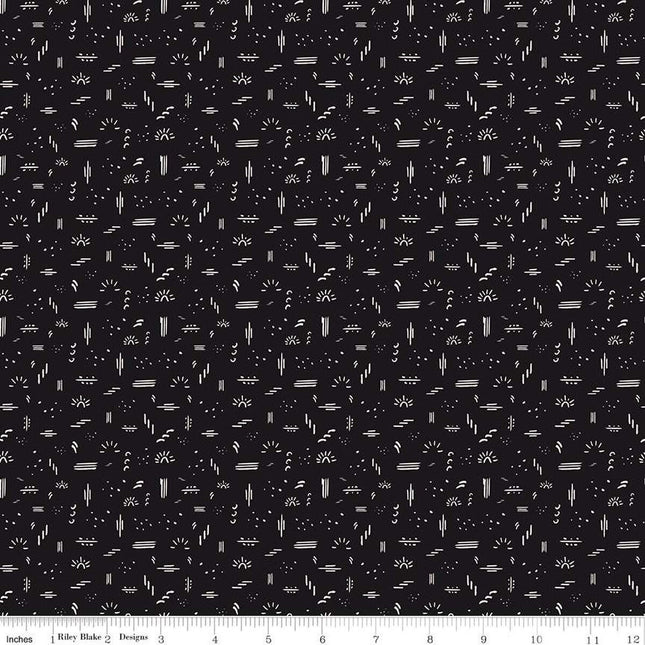 'Round the Mountain Dashed Midnight Cotton Fabric