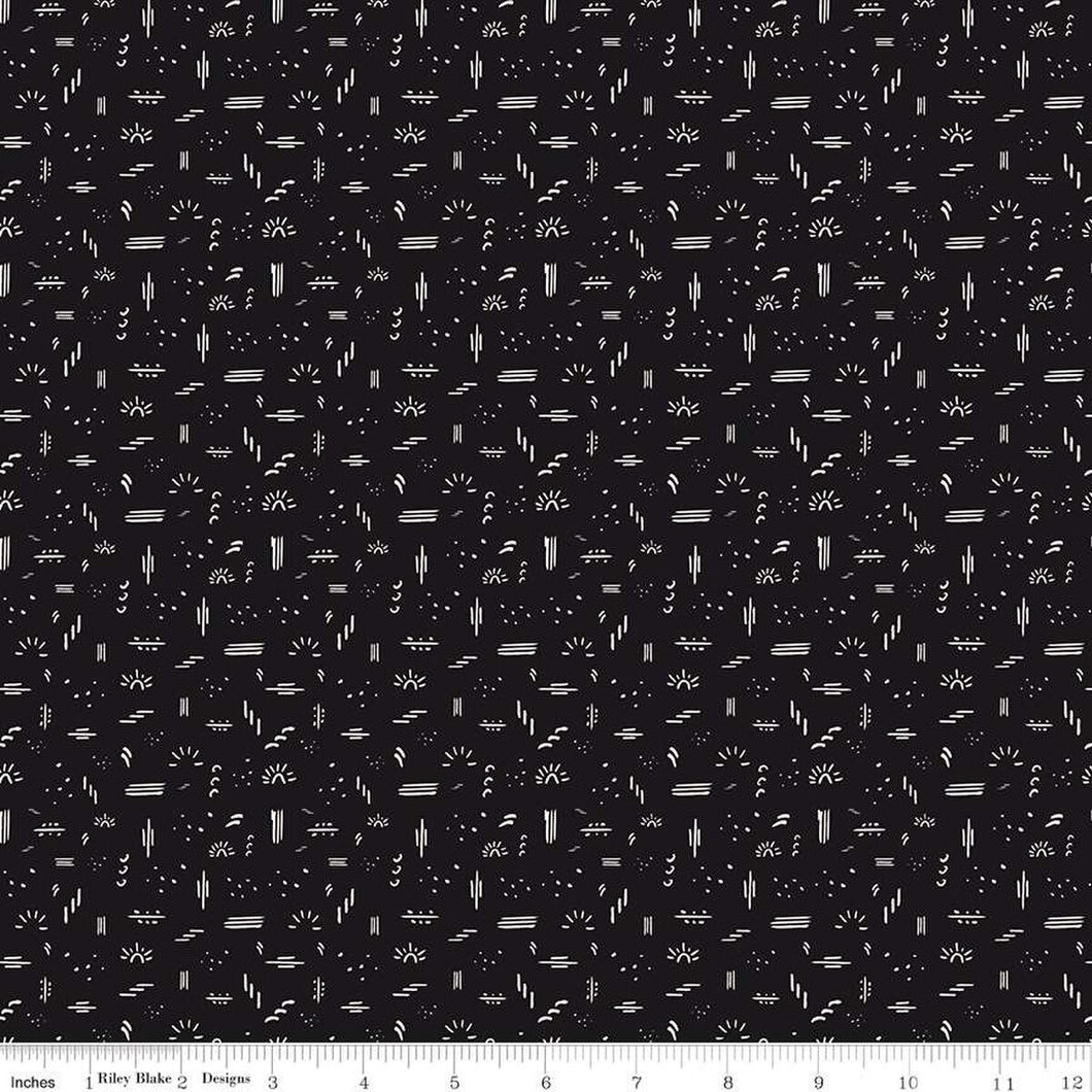 'Round the Mountain Dashed Midnight Cotton Fabric