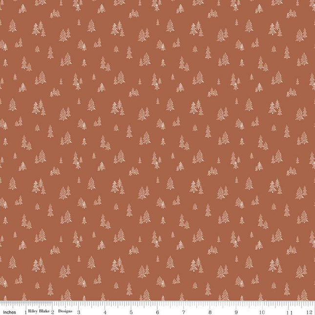 'Round the Mountain Pinpoint Pines Cinnamon Cotton Fabric