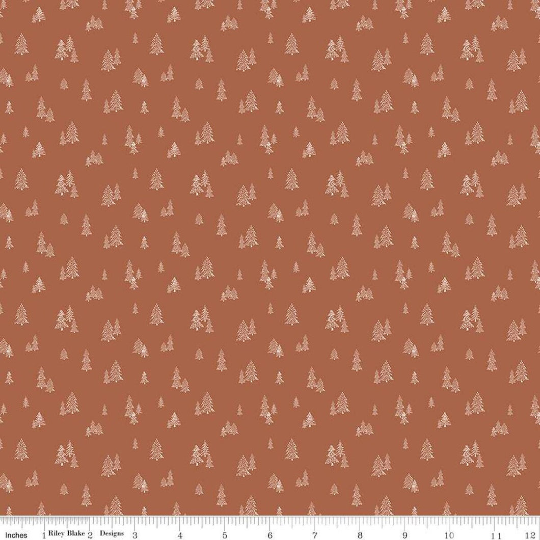 'Round the Mountain Pinpoint Pines Cinnamon Cotton Fabric
