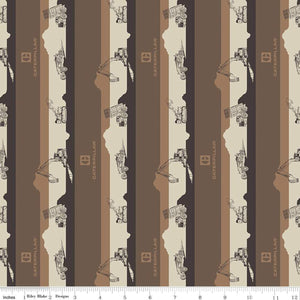 Vintage Caterpillar® Stripe Brown Cotton Fabric