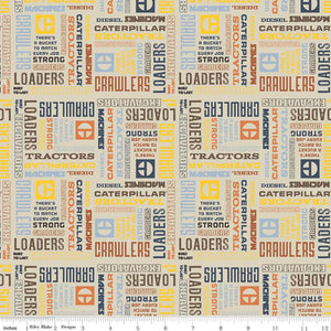 Vintage Caterpillar® Text Sand Cotton Fabric