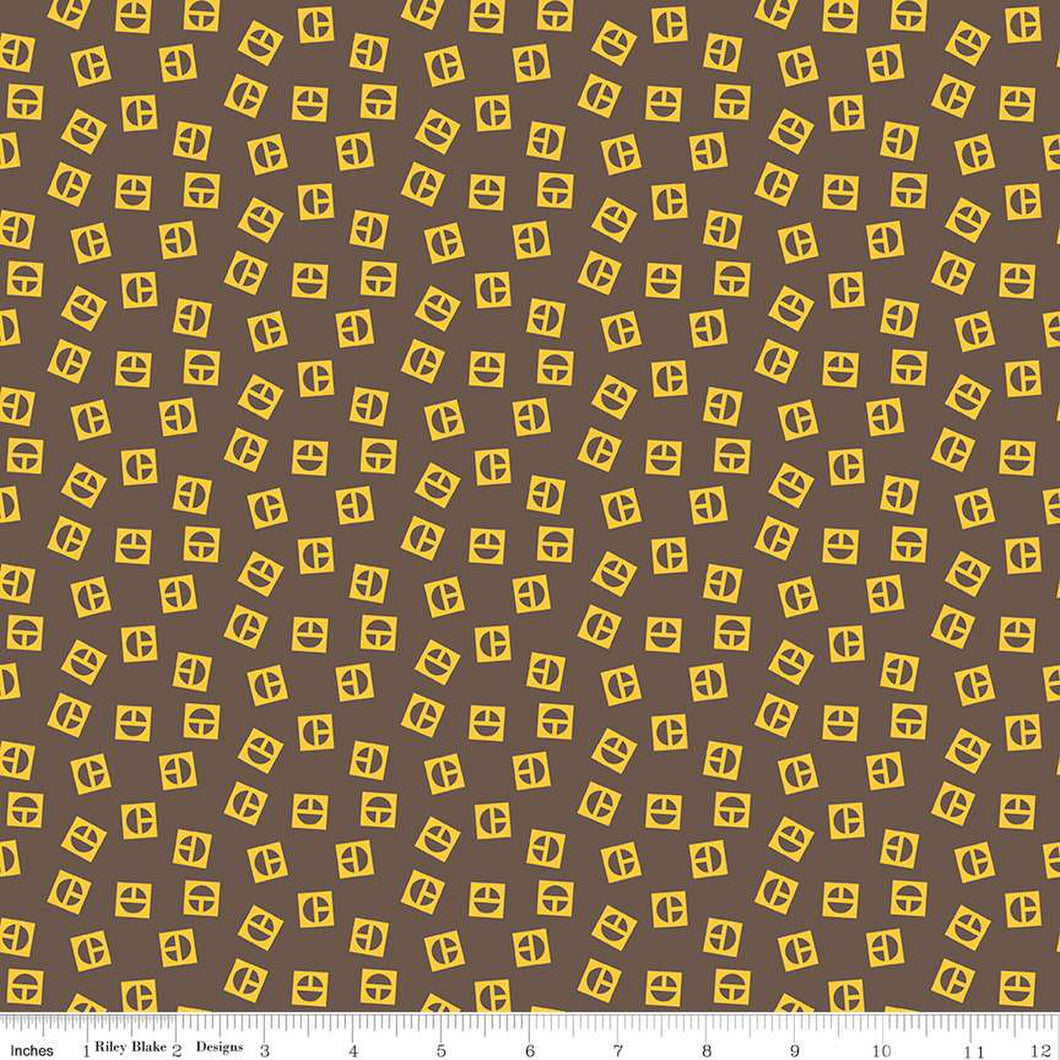 Vintage Caterpillar® Vintage Logo Toss Brown Cotton Fabric
