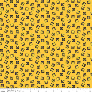 Vintage Caterpillar® Vintage Logo Toss Yellow Cotton Fabric