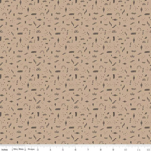 'Round the Mountain Dashed Tan Cotton Fabric