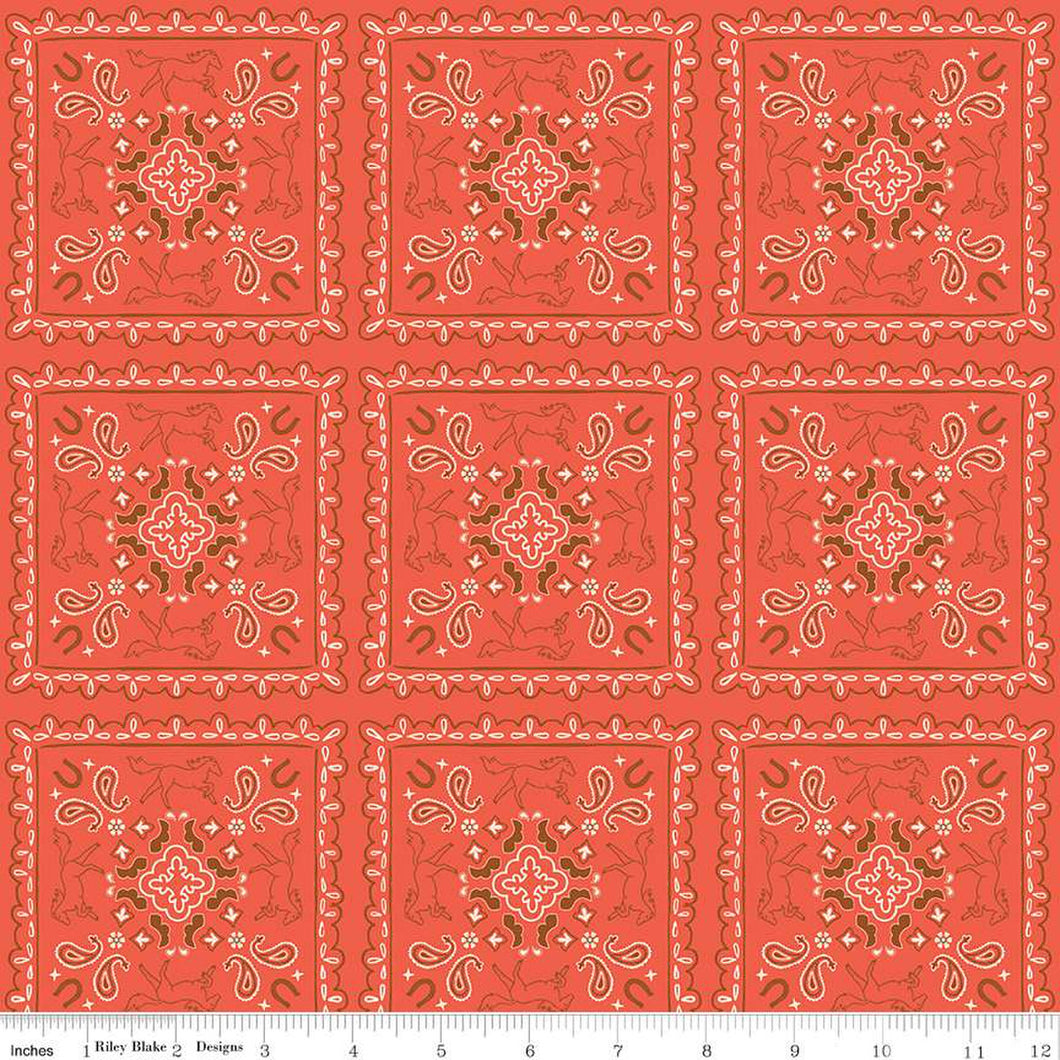 Wild Rose Bandanas Cayenne Cotton Fabric