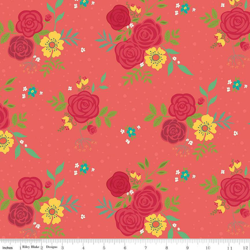 Handmade Valance or Curtain Panel Market Street Main Tea Rose
