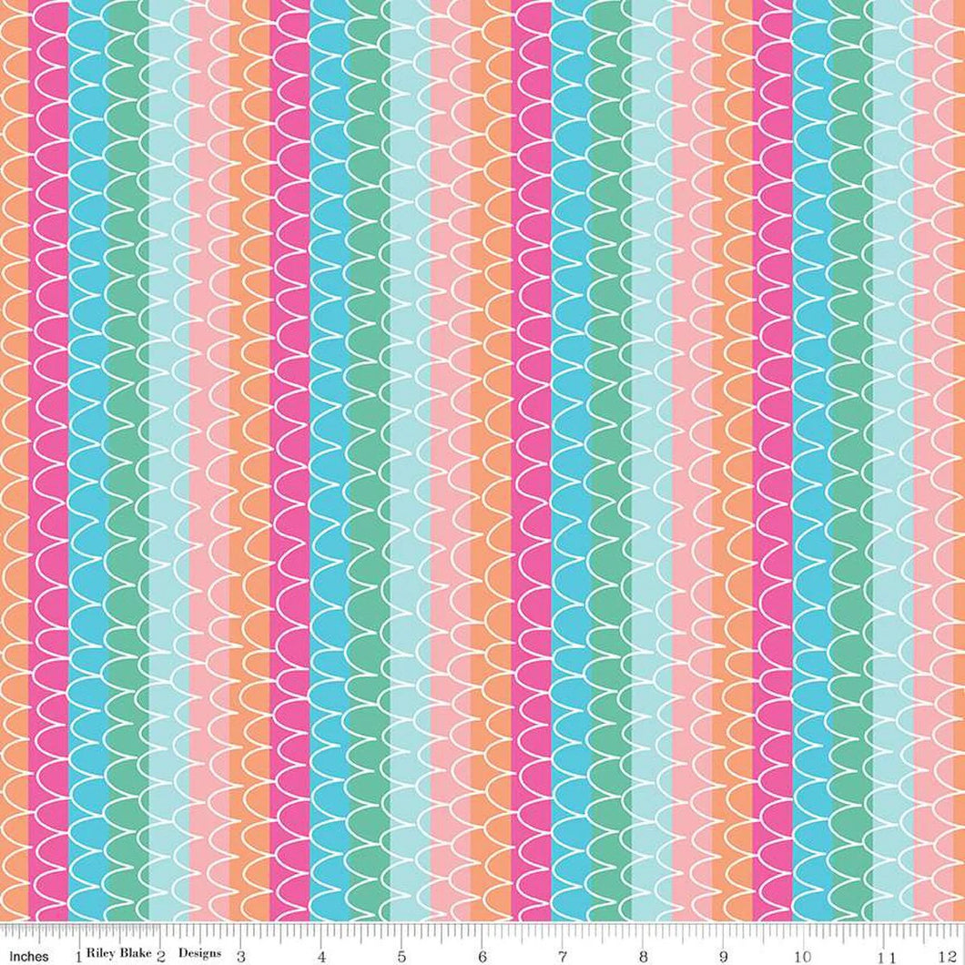 Handmade Valance or Curtain Panel Mer-Mazing Scale Stripes Multi