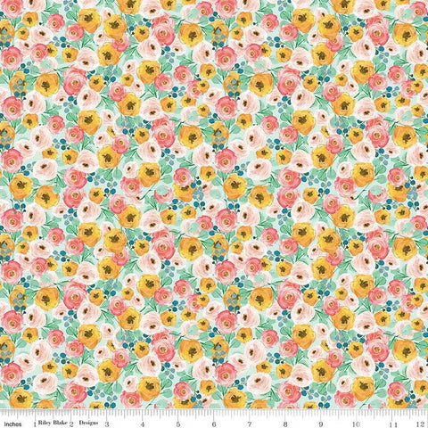 Handmade Valance or Curtain Panel Spring Gardens Sky
