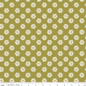 Handmade Valance or Curtain Panel Flora No. 6 Daisies Green