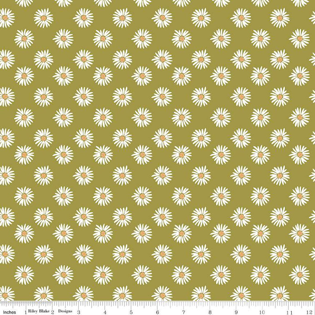 Handmade Valance or Curtain Panel Flora No. 6 Daisies Green