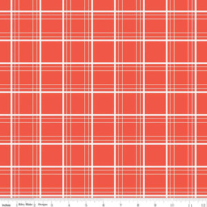 Ski Hill Ski Tracks Red Cotton Fabric