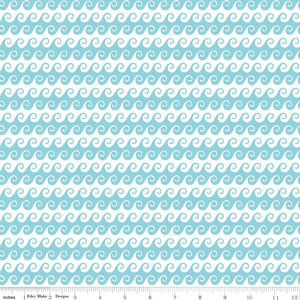 Free as the Ocean Waves Aqua Cotton Fabric