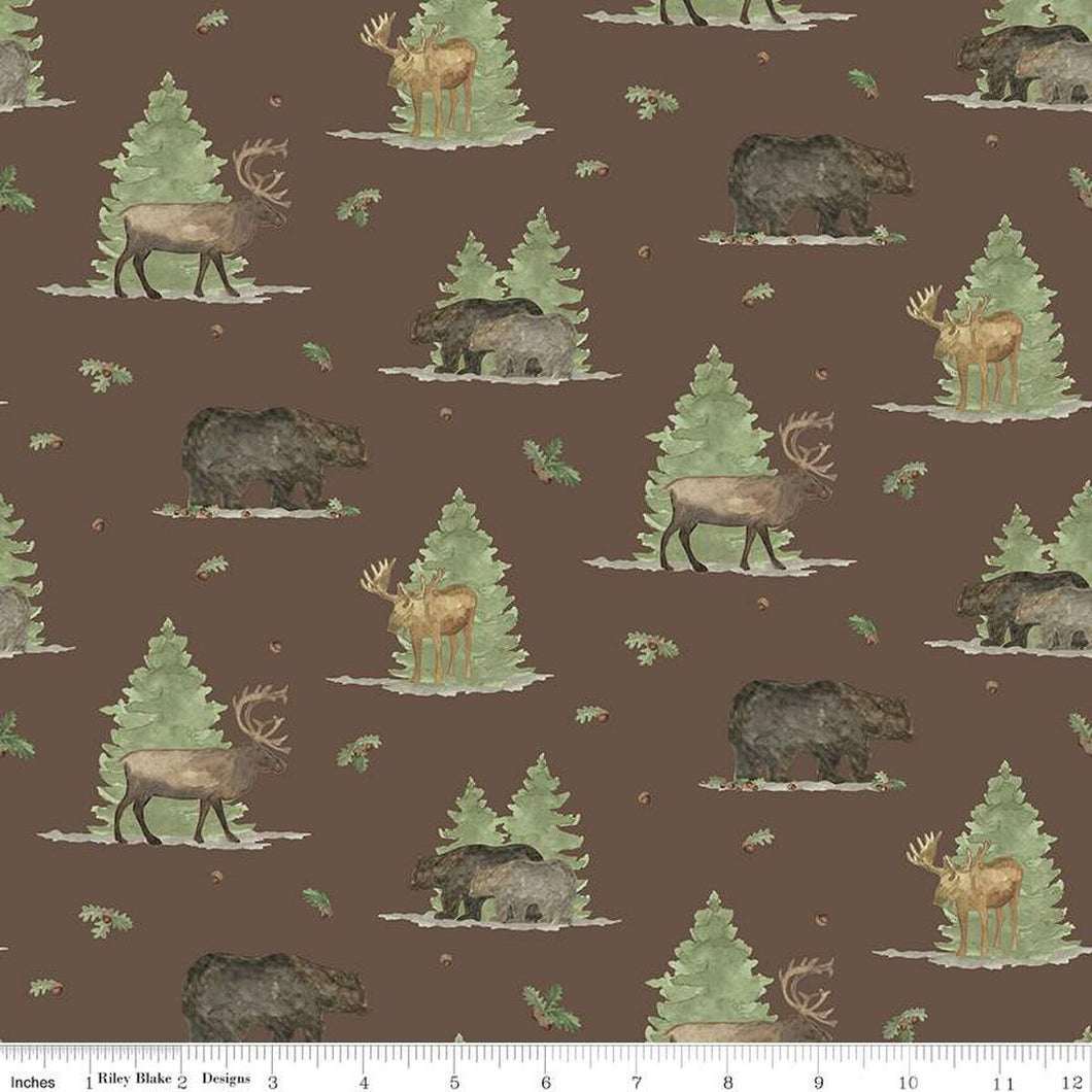 Handmade Valance or Curtain Panel Let's Get Lost in the Woods Main Brown