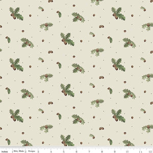 Handmade Valance or Curtain Panel Let's Get Lost in the Woods Acorns and Leaves Off White