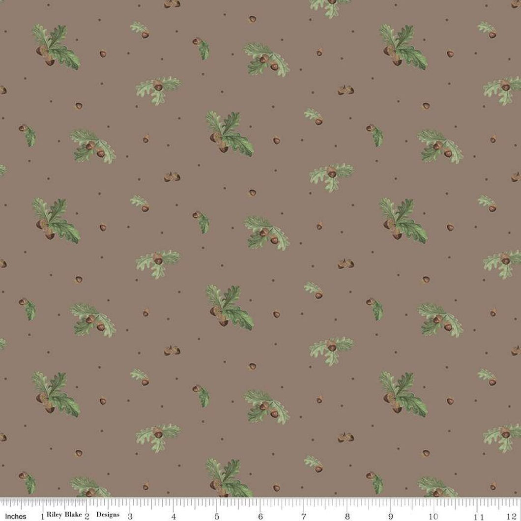 Handmade Valance or Curtain Panel Let's Get Lost in the Woods Acorns and Leaves Pebble