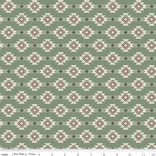 Load image into Gallery viewer, Handmade Valance or Curtain Panel Let&#39;s Get Lost in the Woods Geometric Sage
