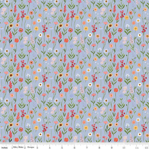 Handmade Valance or Curtain Panel Flora No. 6 Stems Periwinkle