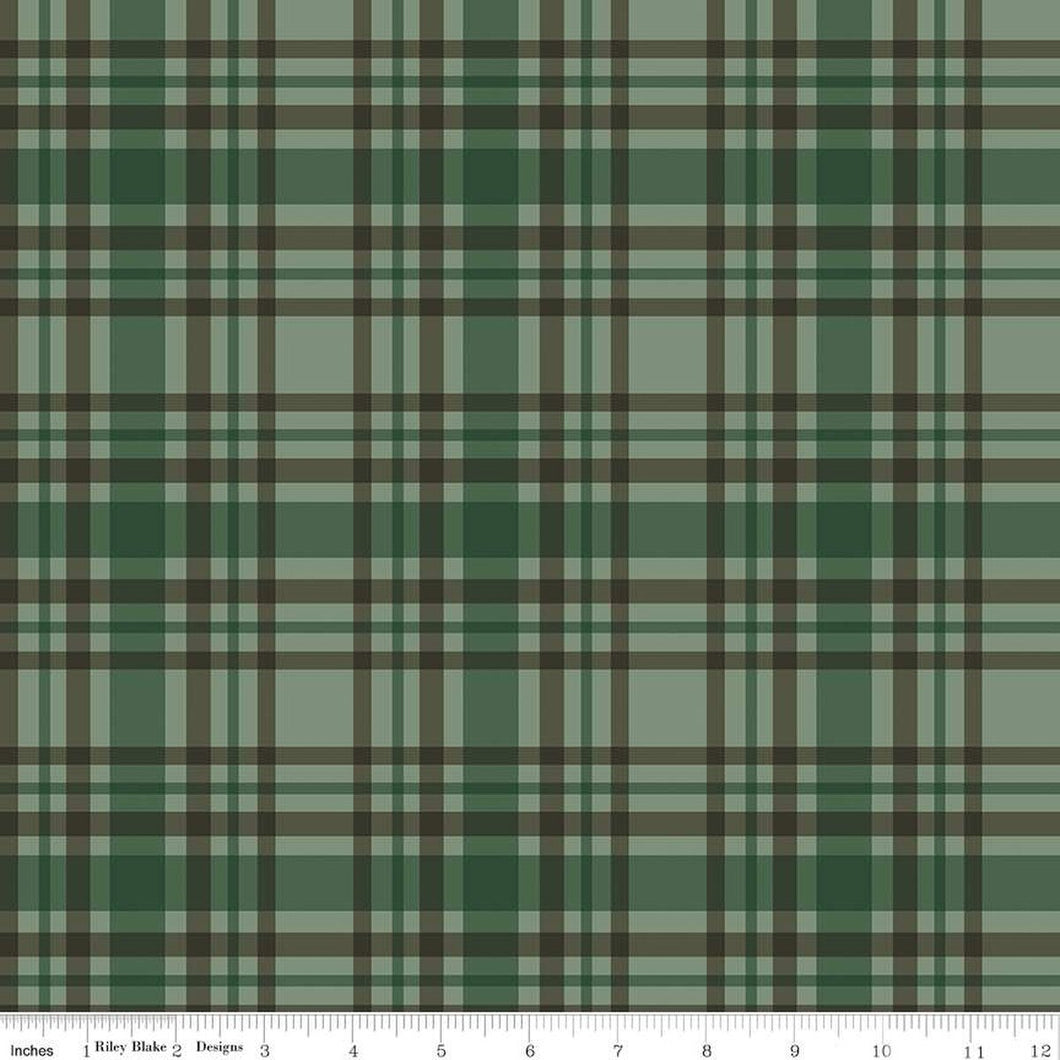 Handmade Valance or Curtain Panel Let's Get Lost in the Woods Plaid Green
