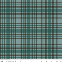 Load image into Gallery viewer, Handmade Valance or Curtain Panel Let&#39;s Get Lost in the Woods Plaid Teal
