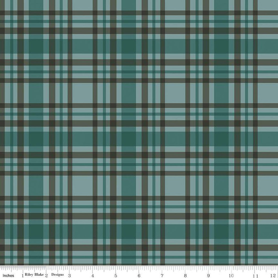Handmade Valance or Curtain Panel Let's Get Lost in the Woods Plaid Teal