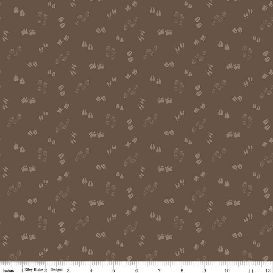 Handmade Valance or Curtain Panel Let's Get Lost in the Woods Tracks Brown