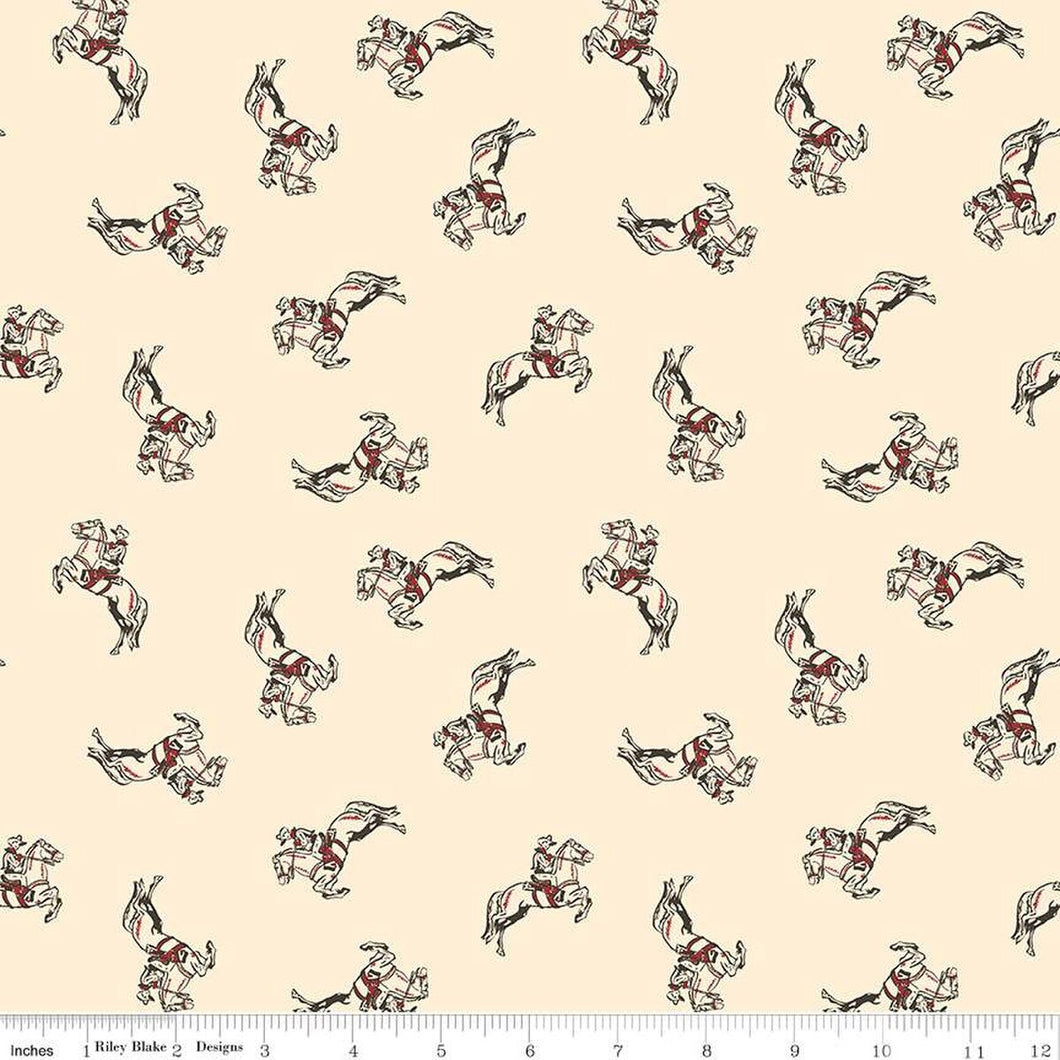 Handmade Valance or Curtain Panel Cowboys Cowboy Cream