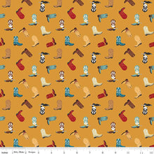 Load image into Gallery viewer, Handmade Valance or Curtain Panel Cowboys Boots Ochre
