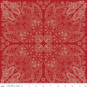 Handmade Valance or Curtain Panel Cowboys Bandana Barn Red