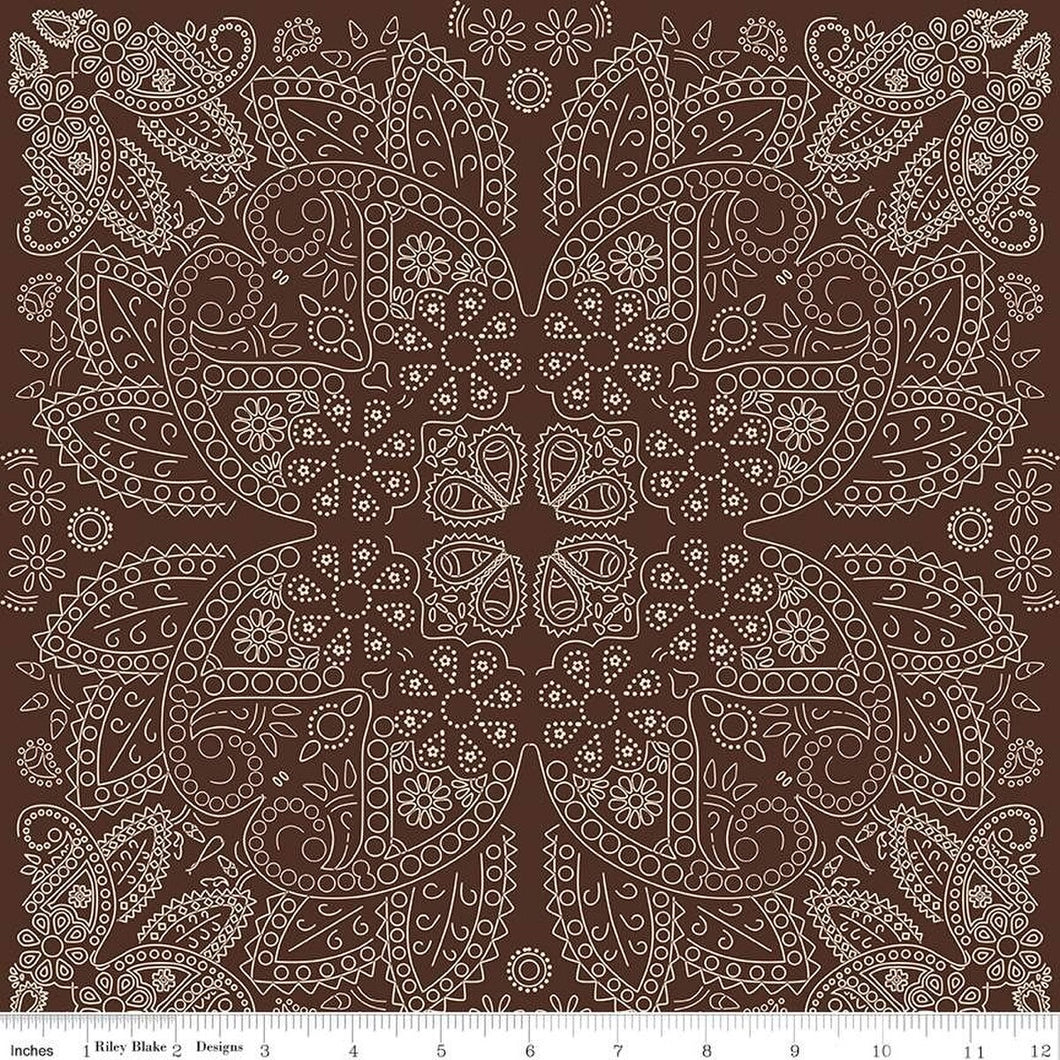 Handmade Valance or Curtain Panel Cowboys Bandana Brown