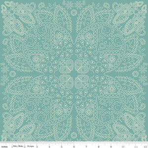 Handmade Valance or Curtain Panel Cowboys Bandana Teal